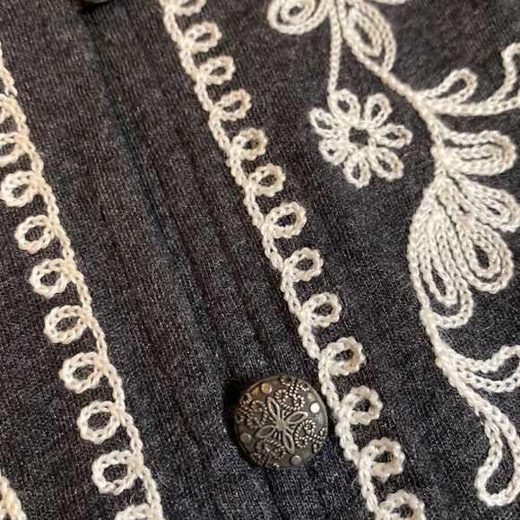 J.JILL Button Down Embroidered Tunic Blouse Shirt Top - Picture 7 of 9